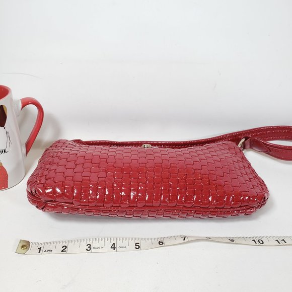 Elliott Lucca Red Patent Leather Woven Leather Bag - Picture 7 of 14